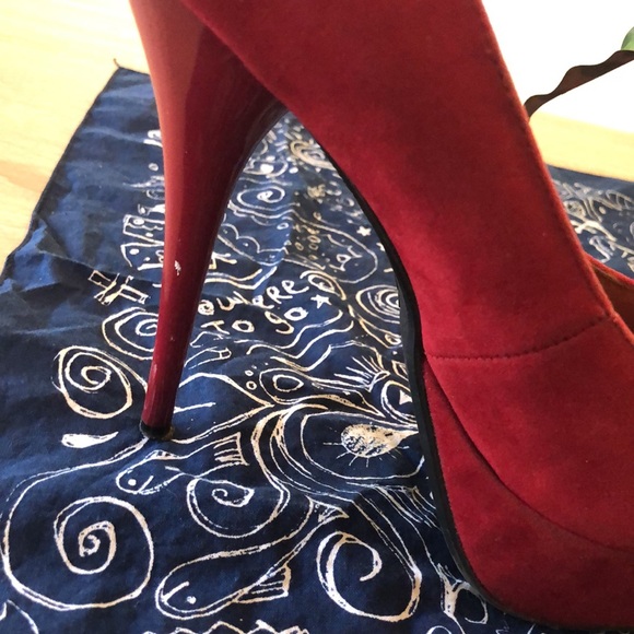 Bright red BAMBOO platform stilettos 👠 - Picture 3 of 4